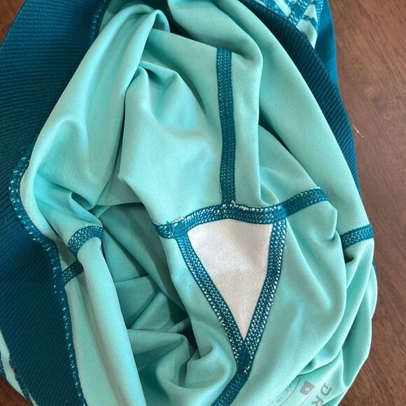 Nike Pro Cool Dri-FIT Cropped 21” Turquoise Zigzag Striped Athletic Leggings S - Picture 6 of 6